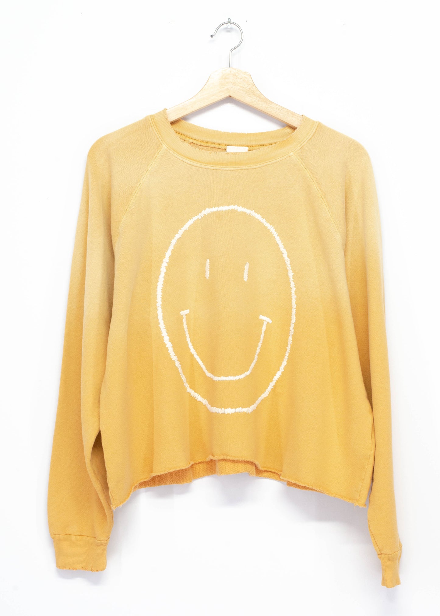 Big Smiley Cropped Sweatshirt-OS(6Colors) WITH PERSONALIZED HAND EMBROIDERY