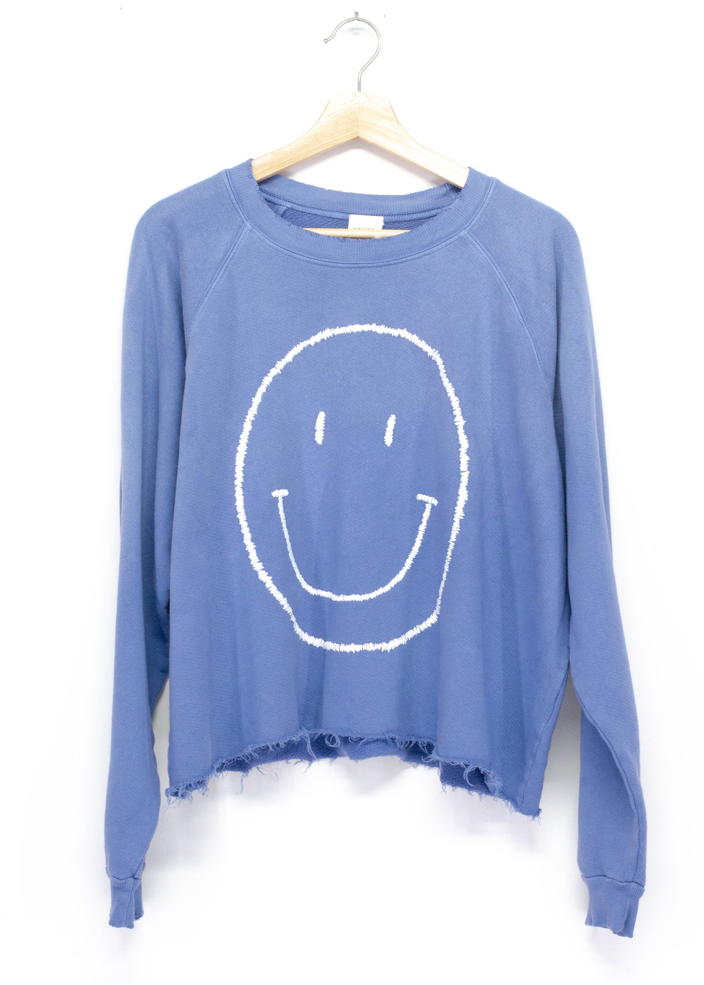 Big Smiley Cropped Sweatshirt-OS(6Colors) WITH PERSONALIZED HAND EMBROIDERY