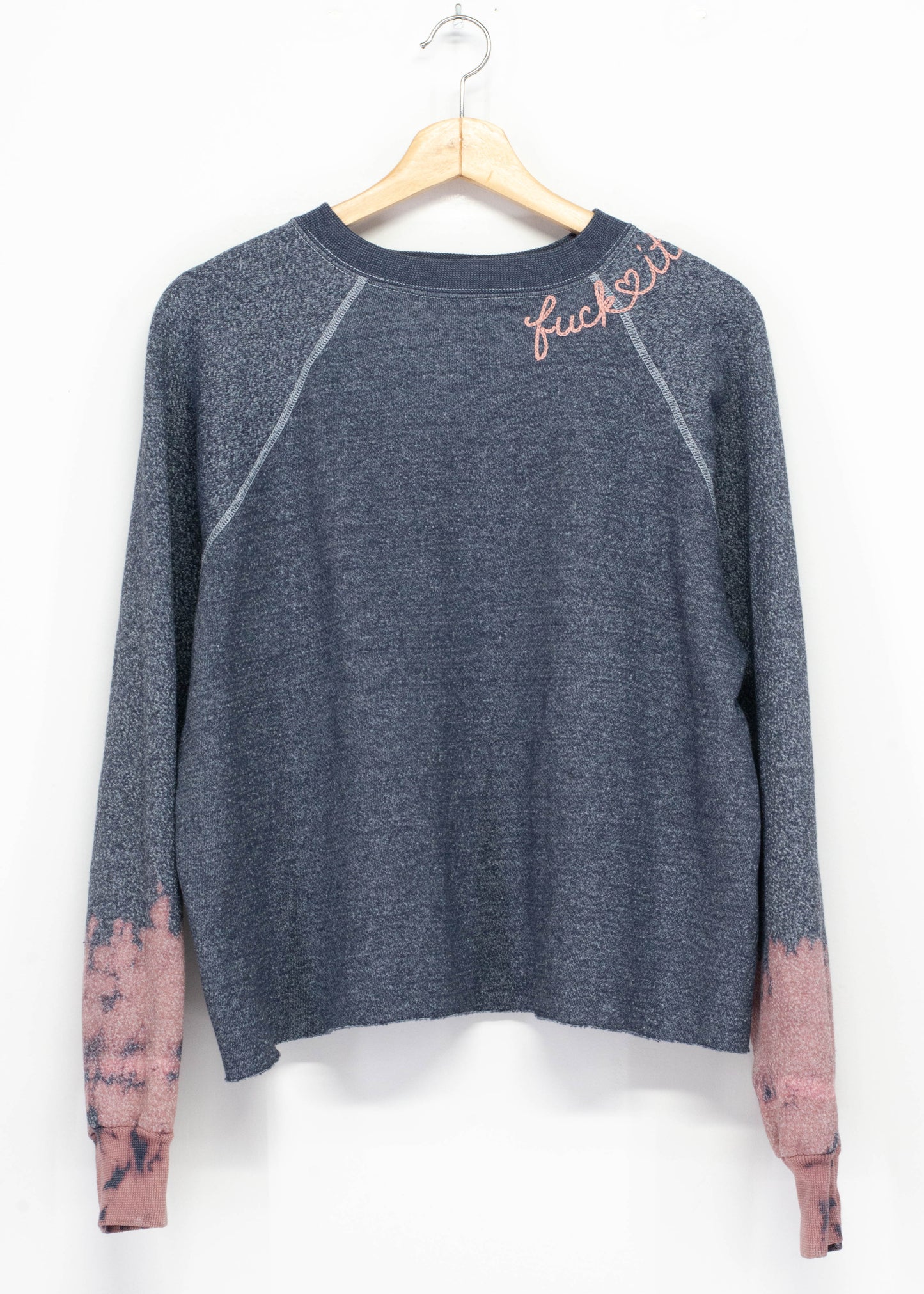 VINTAGE TIE DYE SLEEVE WITH CUSTOM HAND EMBROIDERY-NAVY