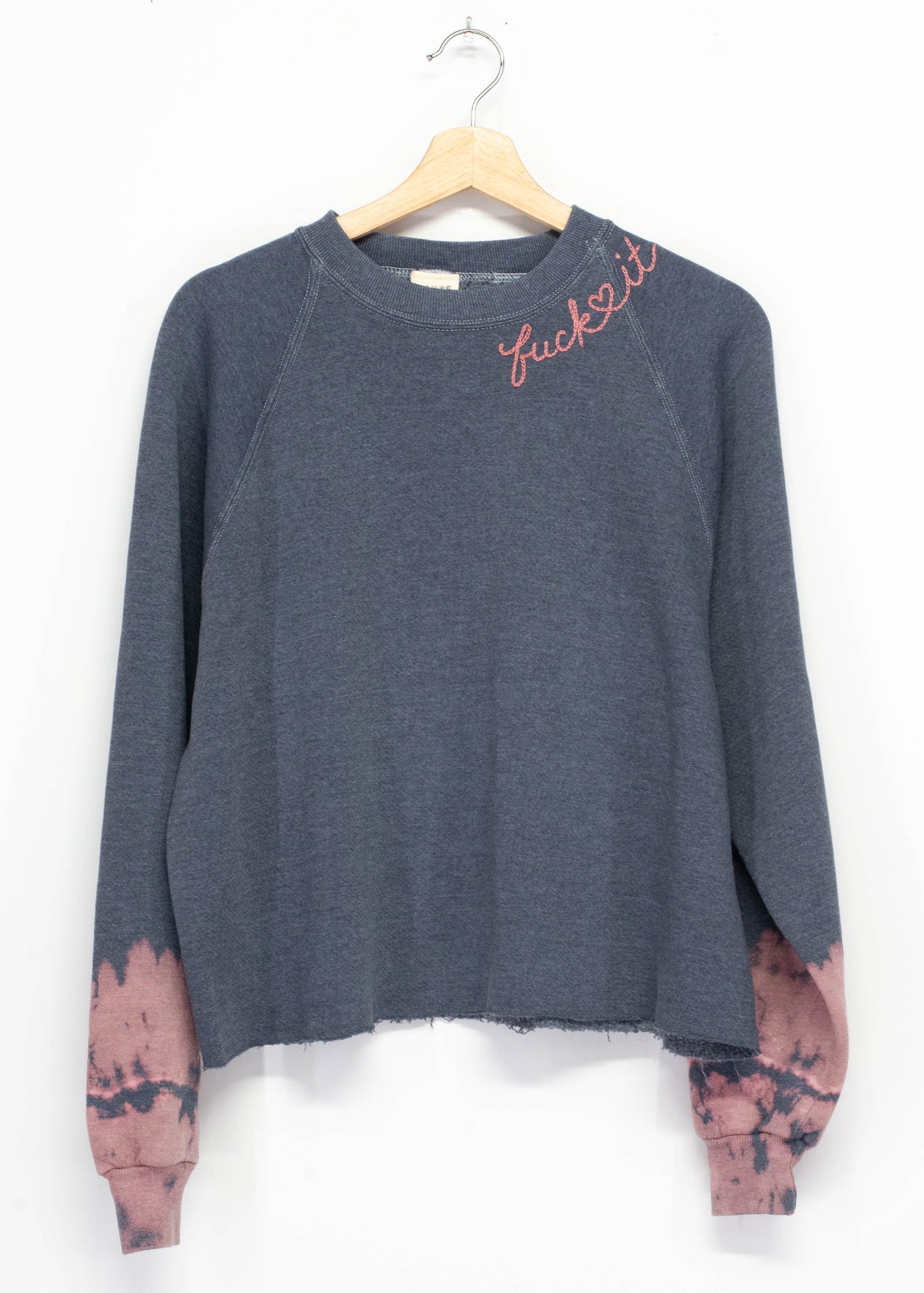VINTAGE TIE DYE SLEEVE WITH CUSTOM HAND EMBROIDERY-NAVY