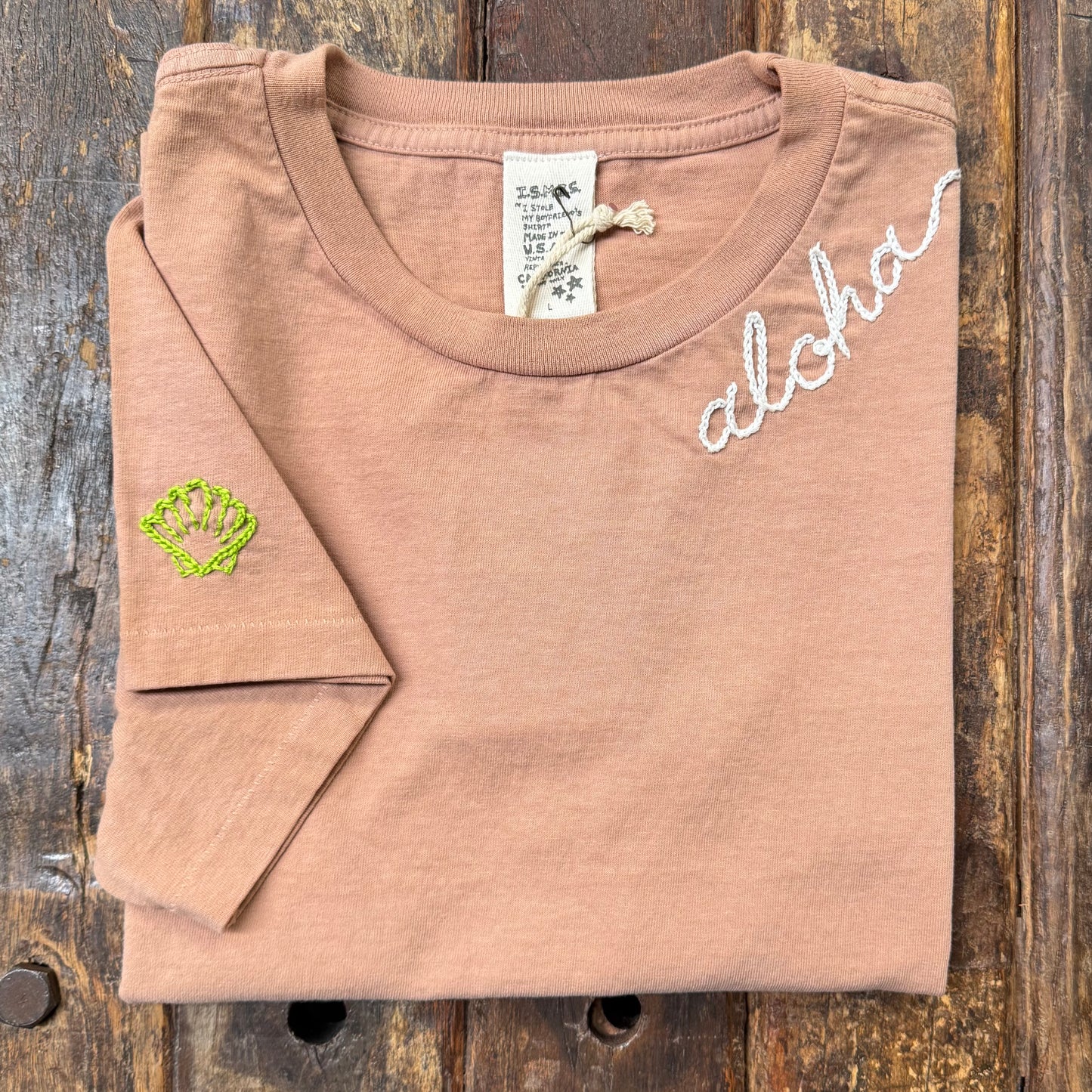 PALM TREE NEON23 S/S TEE WITH PERSONALIZED HAND EMBROIDERY(17 Colors)