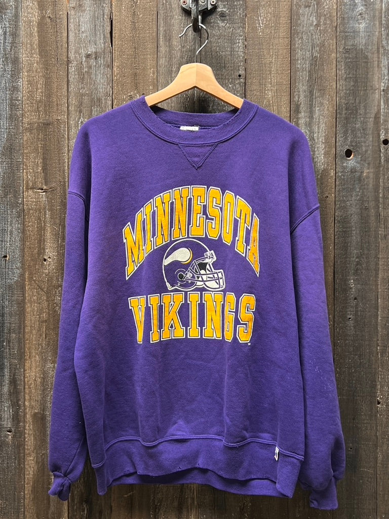 Vintage Minnesota Vikings Sweatshirt -L/XL-Customize Your Embroidery Wording
