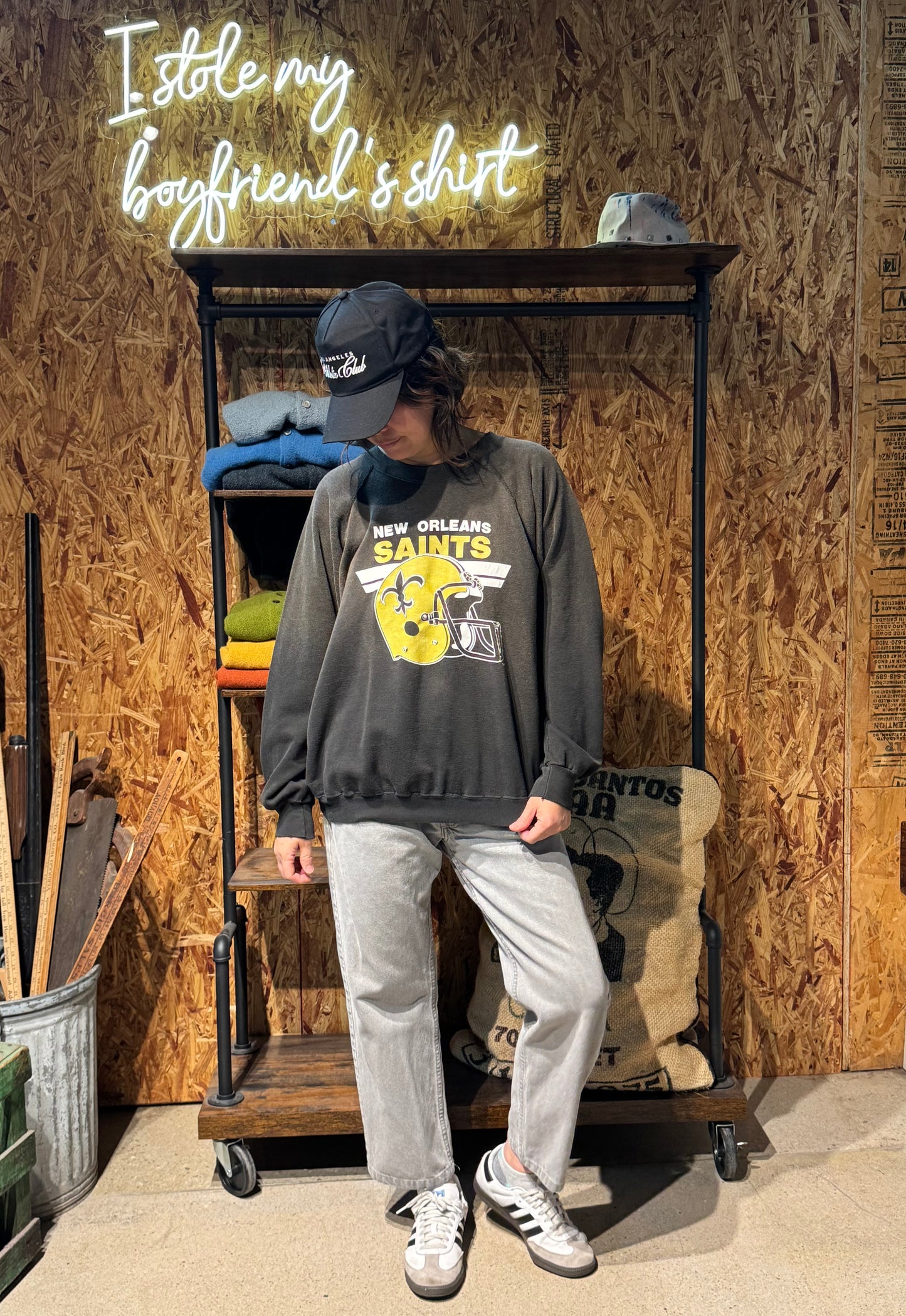 Vintage New Orleans Saints Sweatshirt -L-Customize Your Embroidery Wording