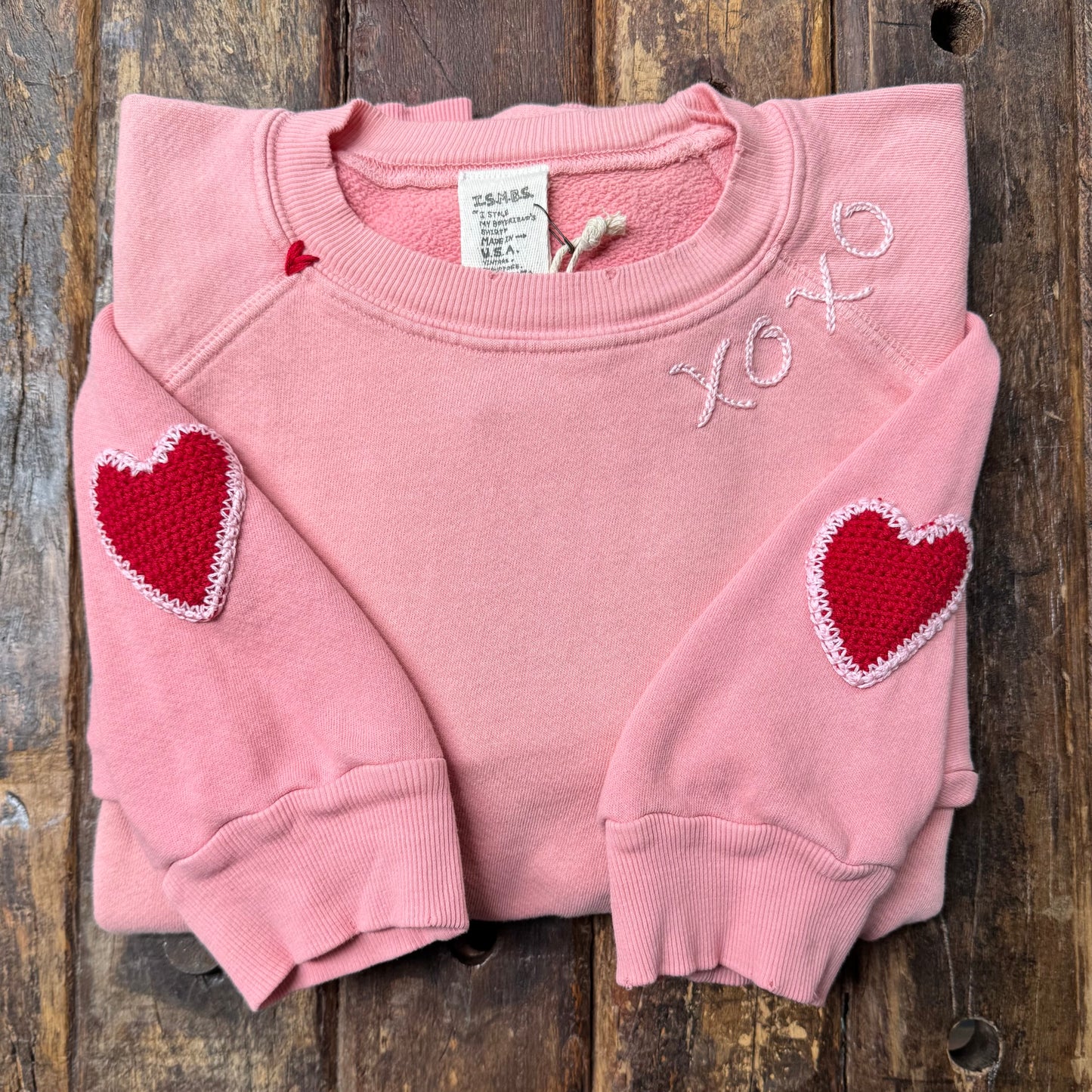 Crochet Hearts Sweatshirt WITH CUSTOM HAND EMBROIDERY(17Colors)