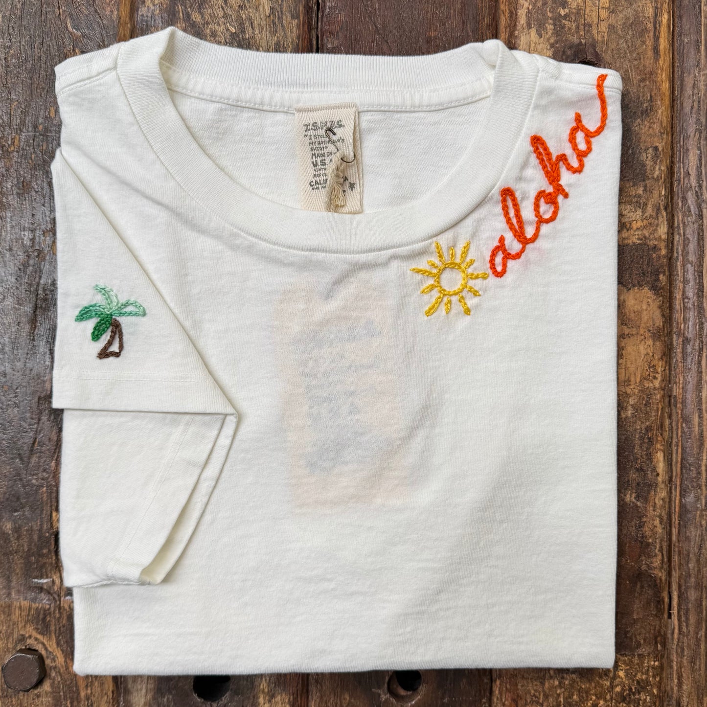 PALM TREE NEON23 S/S TEE WITH PERSONALIZED HAND EMBROIDERY(17 Colors)