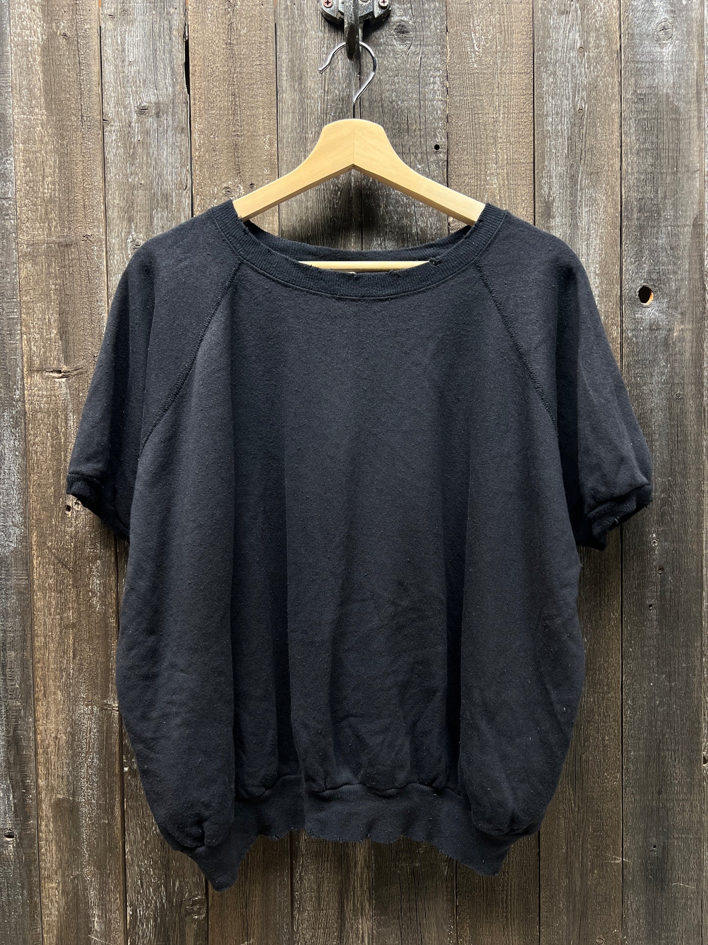 BLACK VINTAGE SHORTY SWEATS WITH CUSTOM HAND EMBROIDERY-L