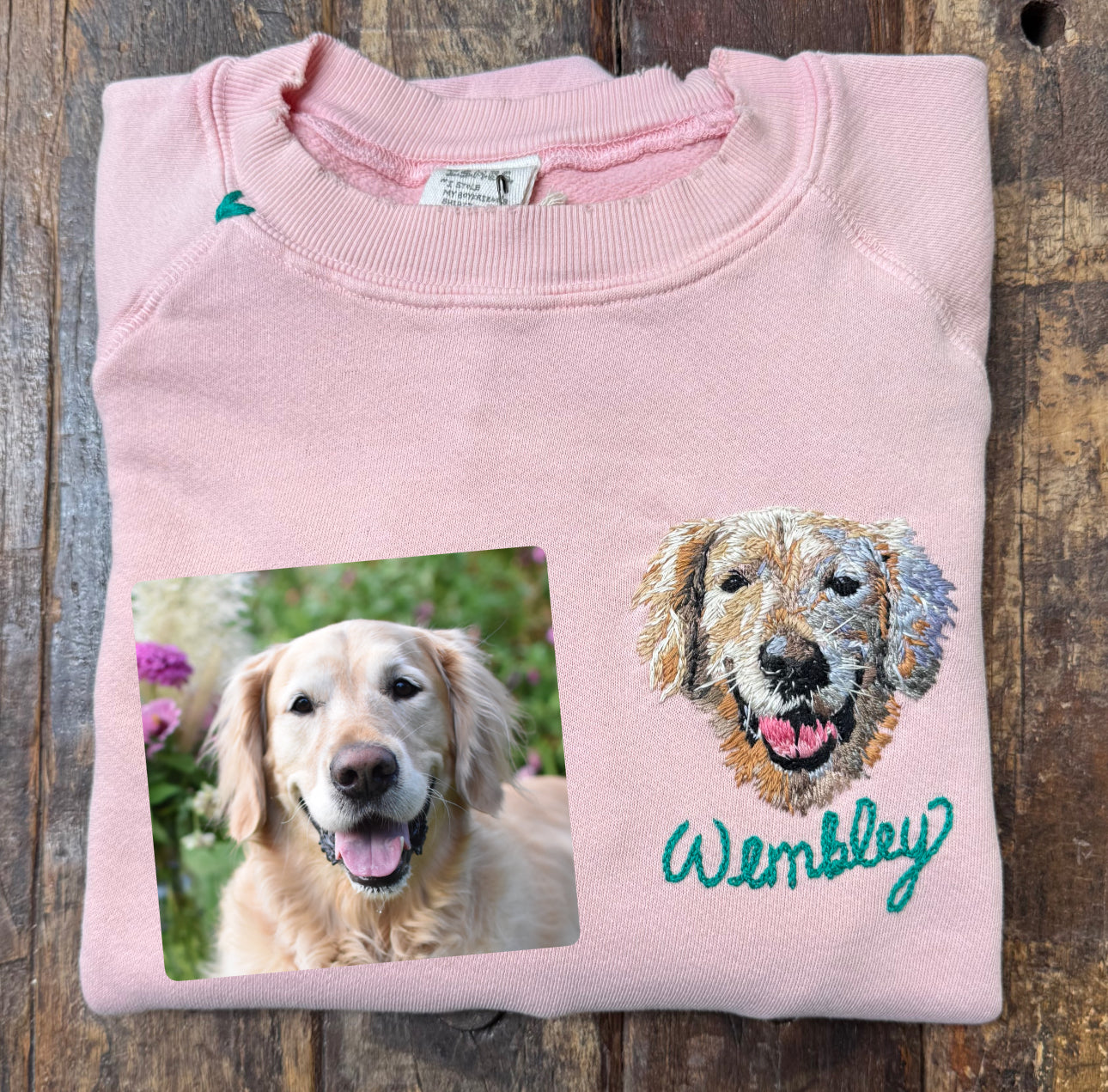 Translate Your Pet Photo into Colorful Embroidery Sweatshirt (Upload a Photo of Your Pet)