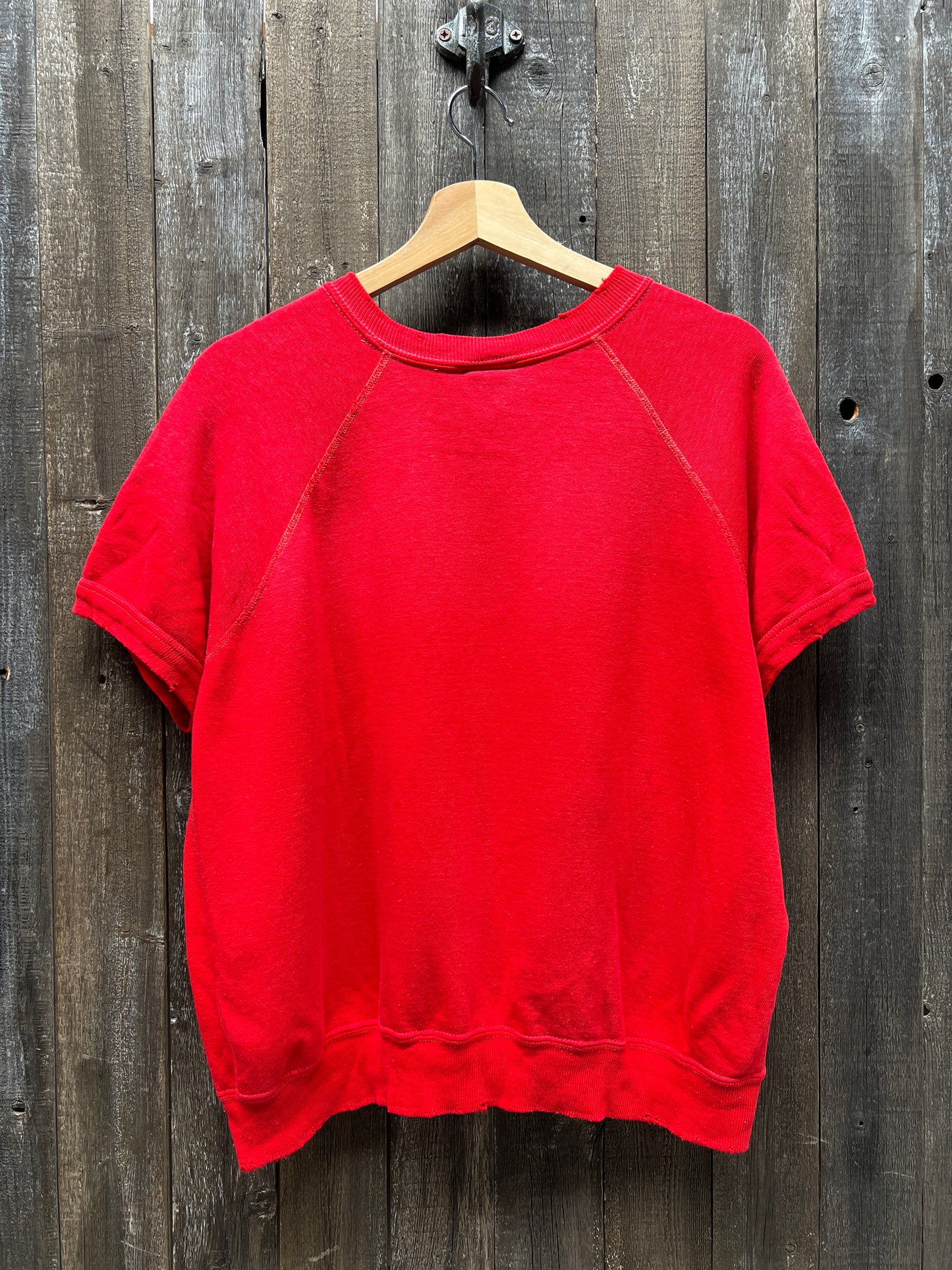 RED VINTAGE SHORTY SWEATS WITH CUSTOM HAND EMBROIDERY-L