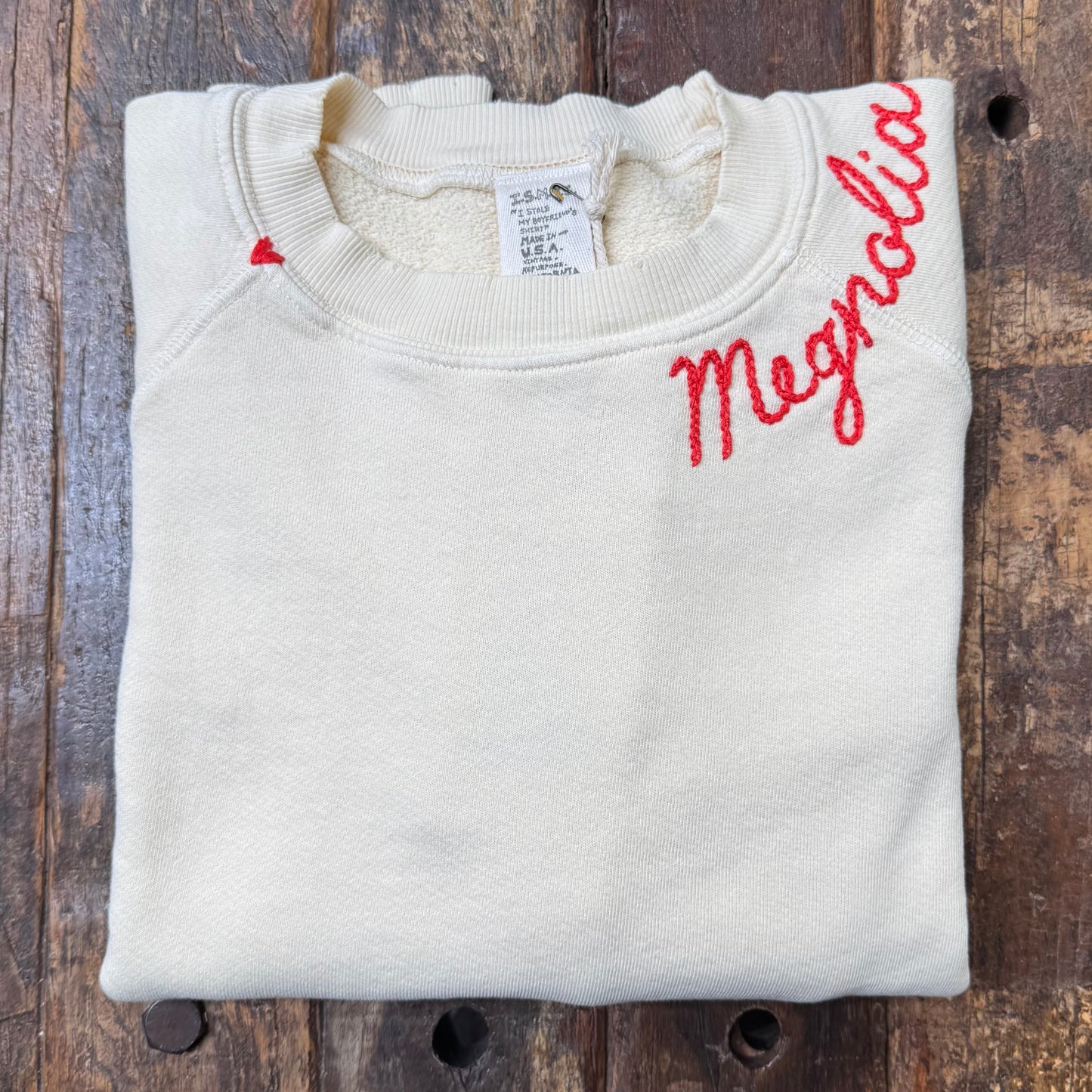 TINY ❤️ WITH PERSONALIZED HAND EMBROIDERY Sweatshirt (13 Colors)