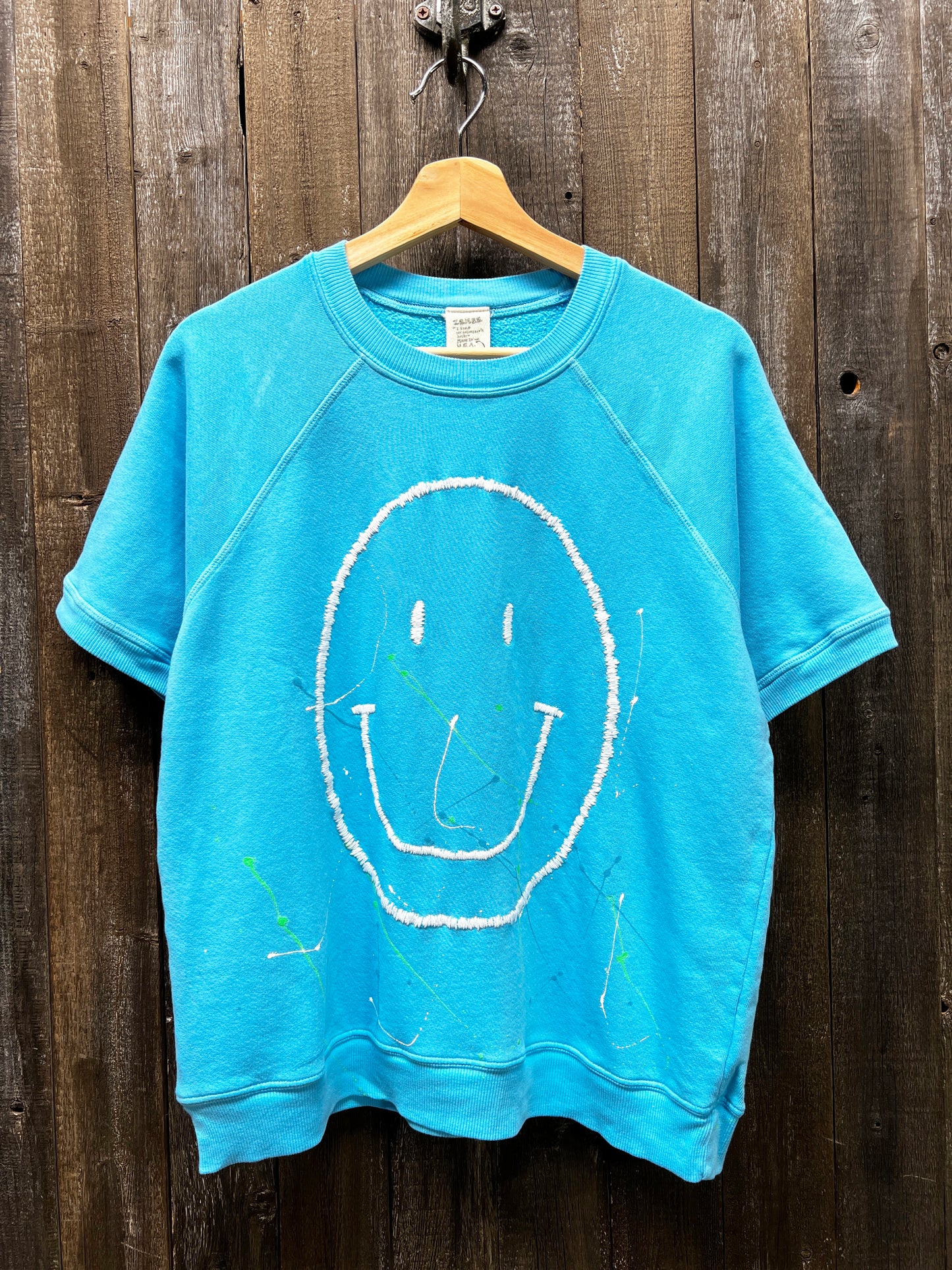 Neon Splash Big Smiley Face Shorty Sweatshirt(3Colors)