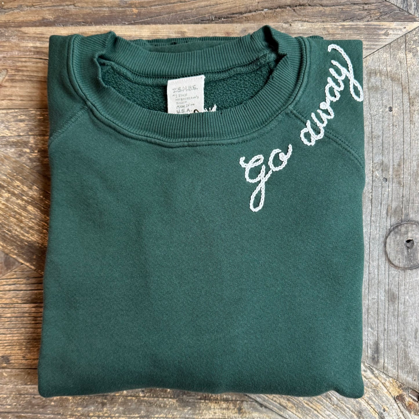 WYOMING PINE GREEN SWEATS WITH CUSTOM HAND EMBROIDERY