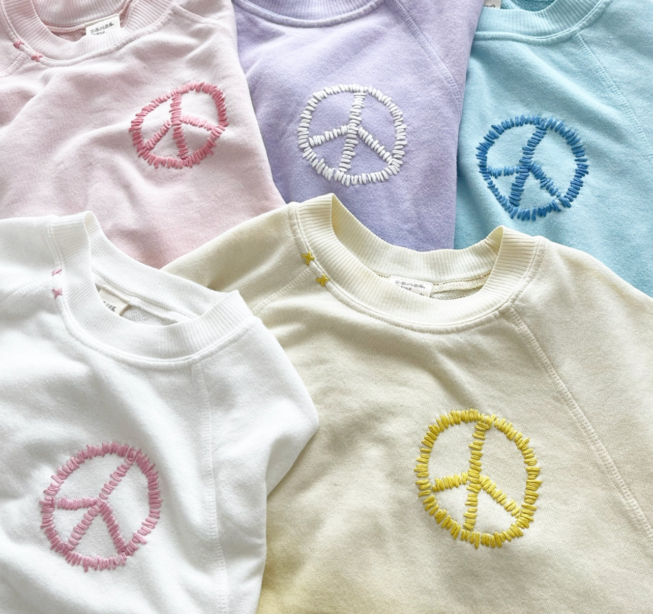 Pastel Smiley Face or Peace Symbol Sweatshirt-Yellow
