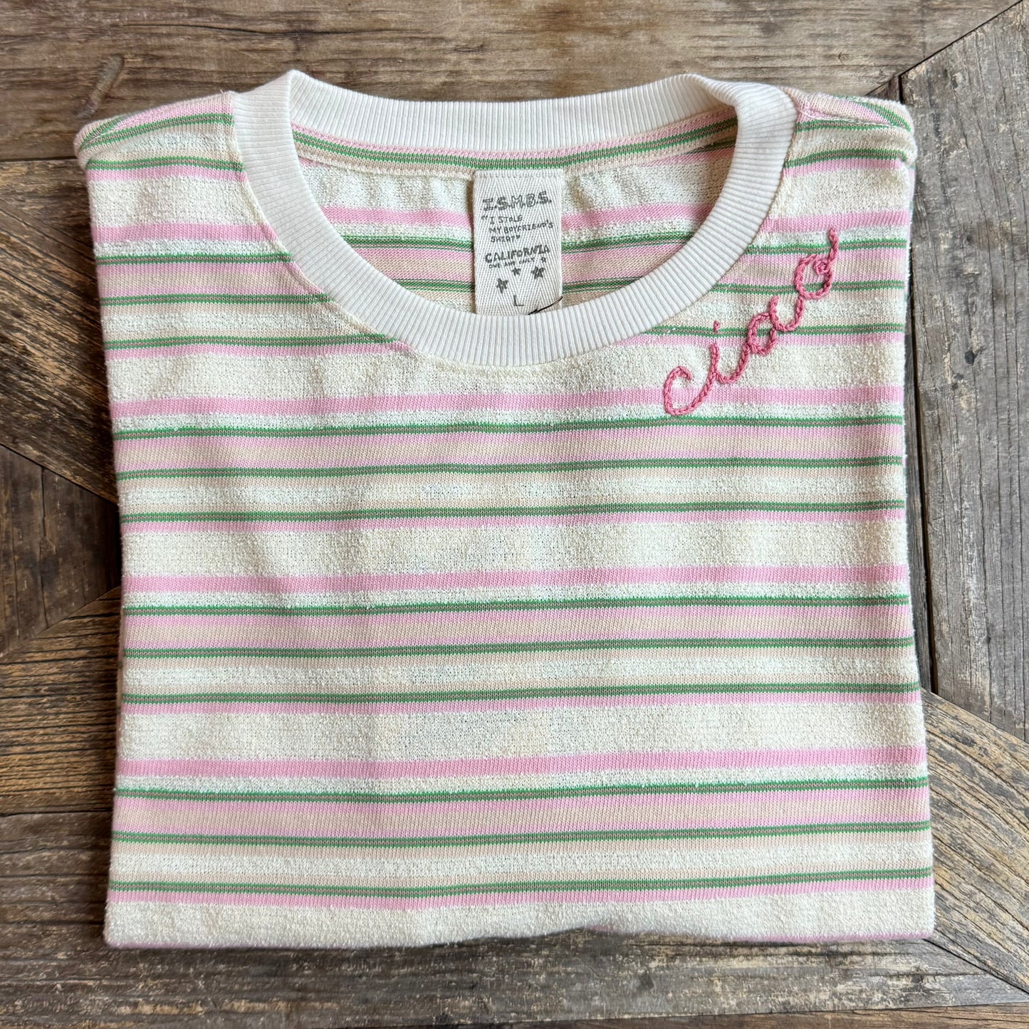 TERRY TEE WITH CUSTOM HAND EMBROIDERY(4 Colors)