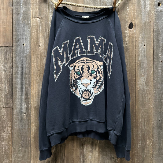 Tiger MAMA Graphic Sweatshirt ( Washed Black)