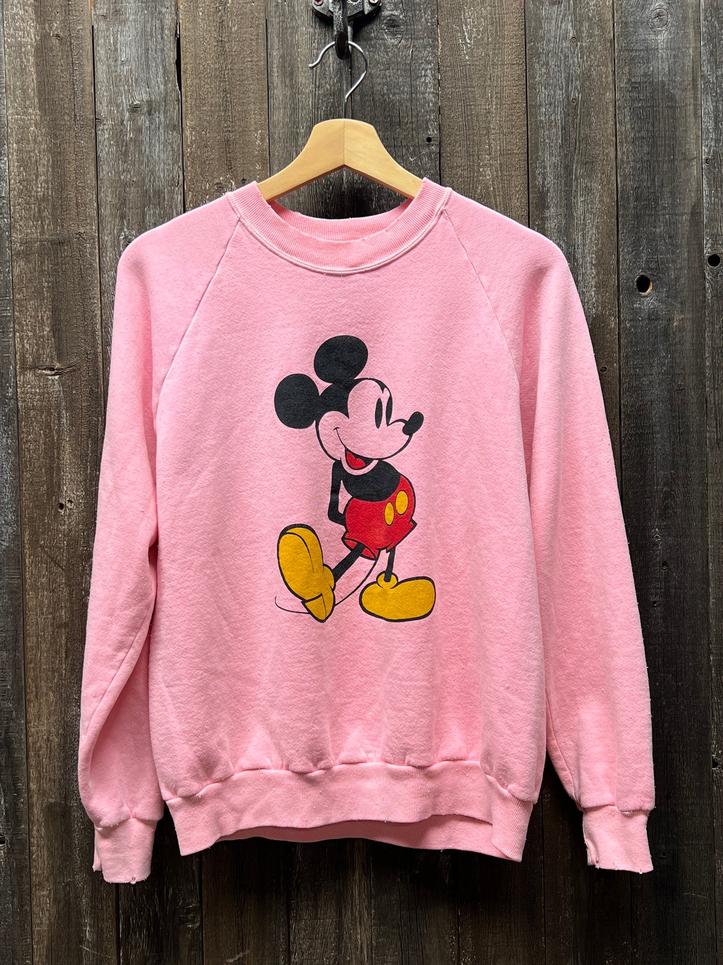 Vintage Frost Pink Mickey Sweatshirt - M - Customize Your Embroidery Wording