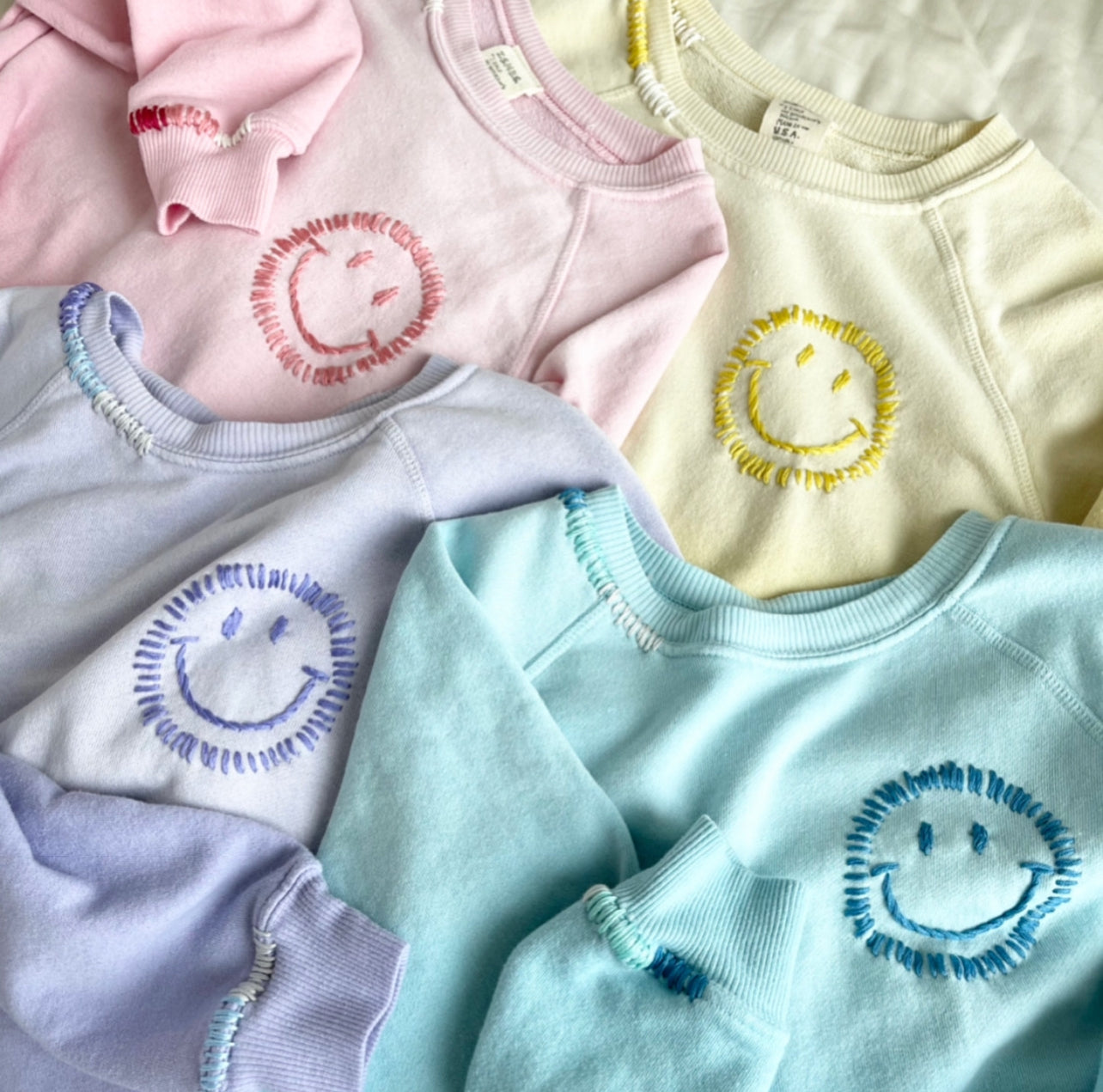 Pastel Smiley Face or Peace Symbol Sweatshirt-Yellow