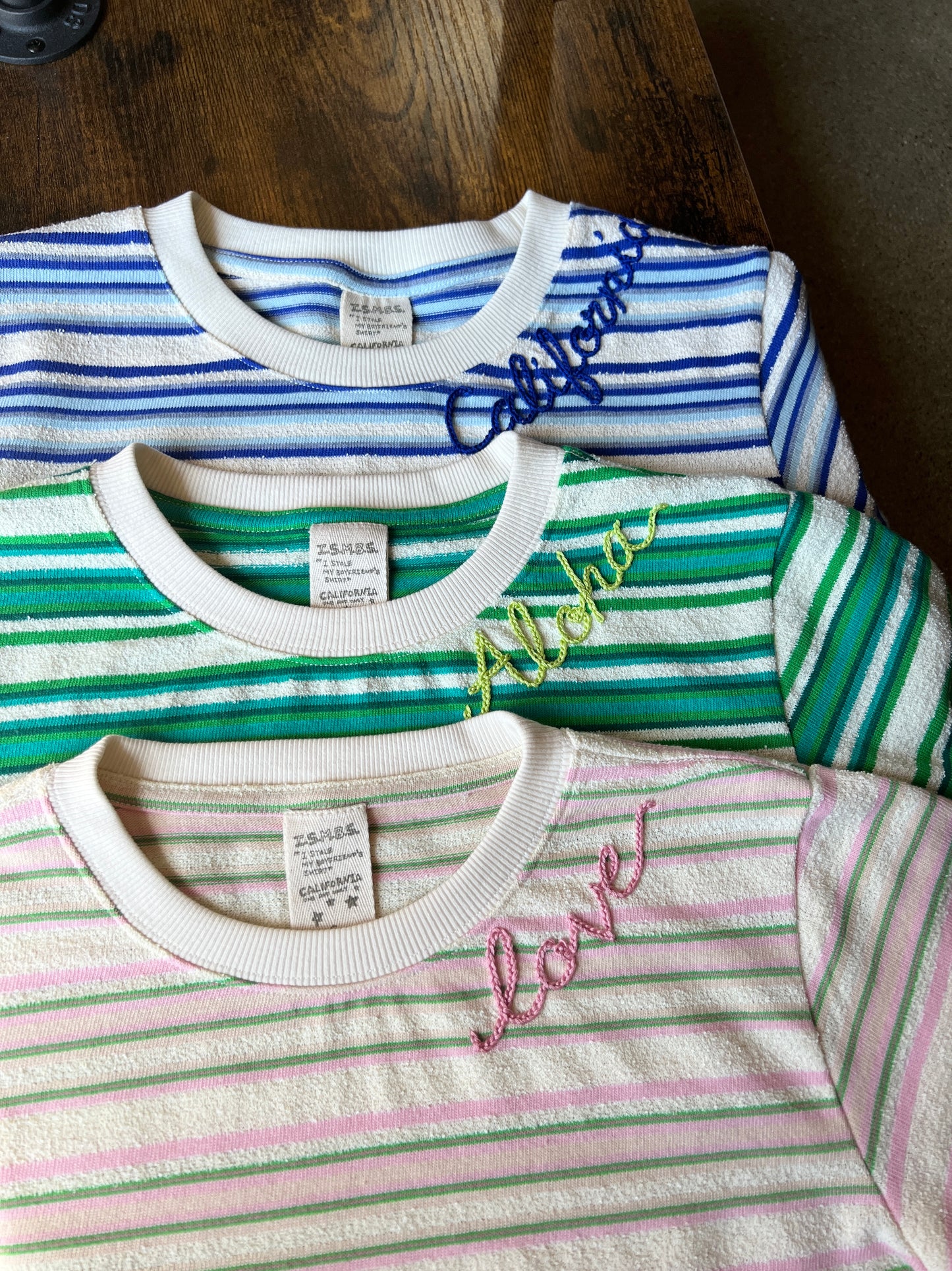 TERRY TEE -CUSTOM HAND EMBROIDERY(4 Colors)