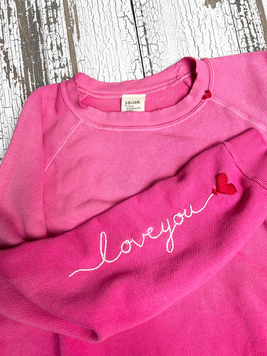 ❤️balloon w/ Personalized Hand Embroidery on Sleeve Sweatshirt (10 Colors)