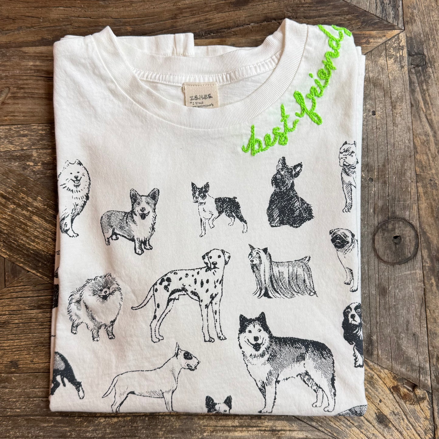 Best Friend Cats or Dogs Boyfriend Tee WITH CUSTOM HAND EMBROIDERY