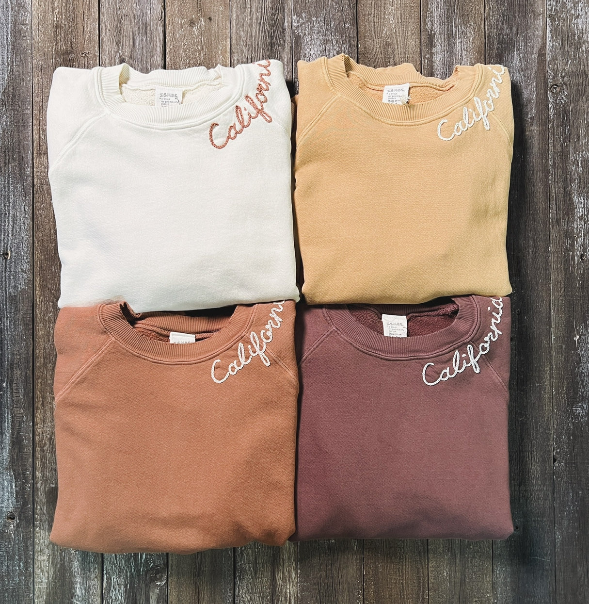COULEUR DU CAFE SWEATS WITH CUSTOM HAND EMBROIDERY (4 Colors)