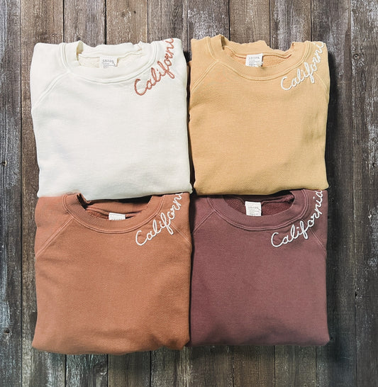 COULEUR DU CAFE SWEATS WITH CUSTOM HAND EMBROIDERY (4 Colors)