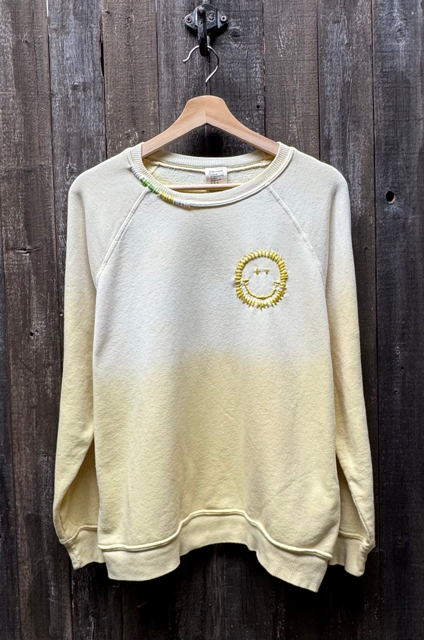 Pastel Smiley Face or Peace Symbol Sweatshirt-Yellow