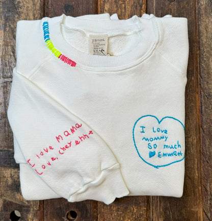 Translate Your Design into Embroidery Sweatshirt (Custom Hand Embroidery Letter Size 8.5 X11)