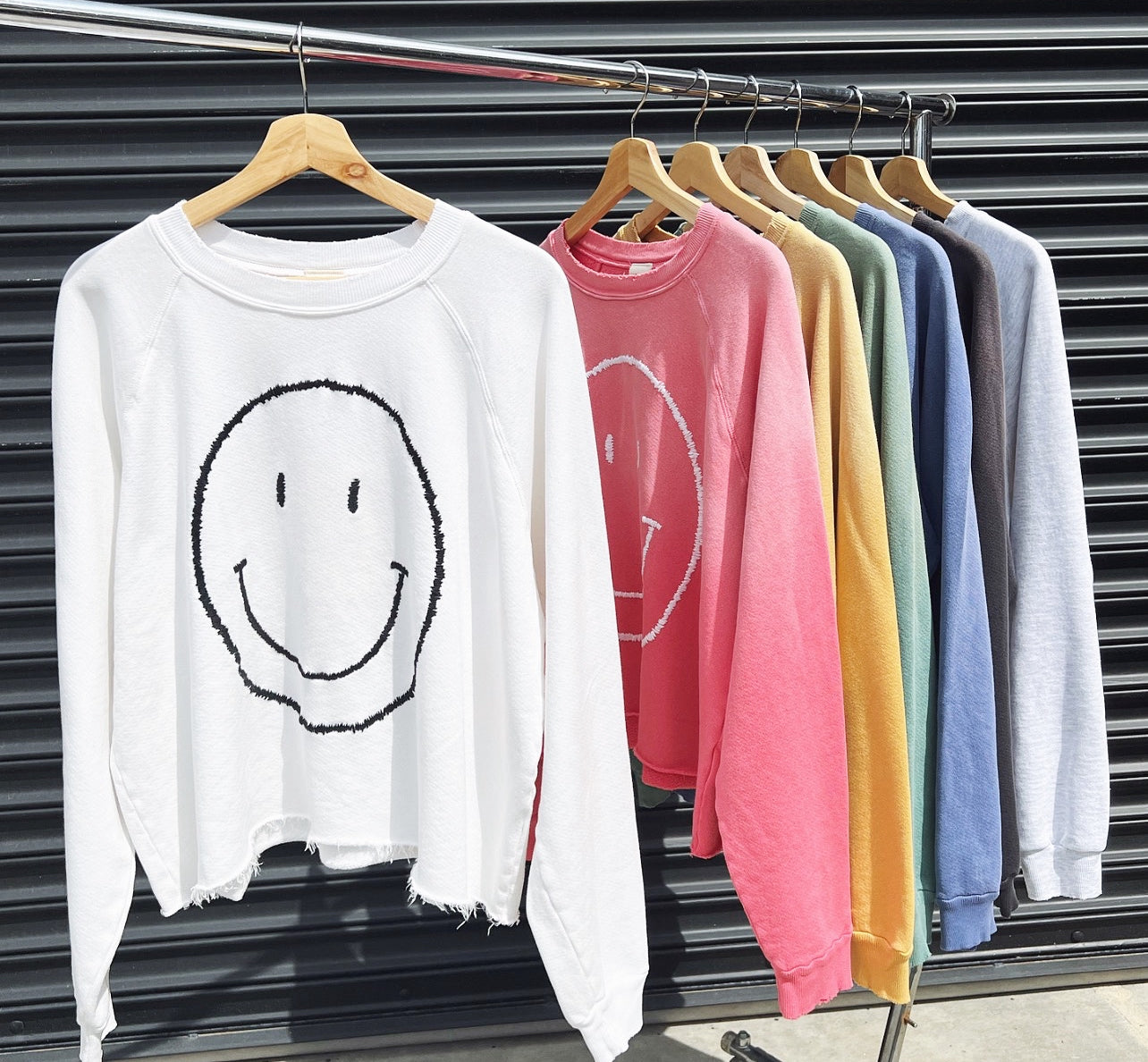 Big Smiley Cropped Sweatshirt-OS(3Colors)