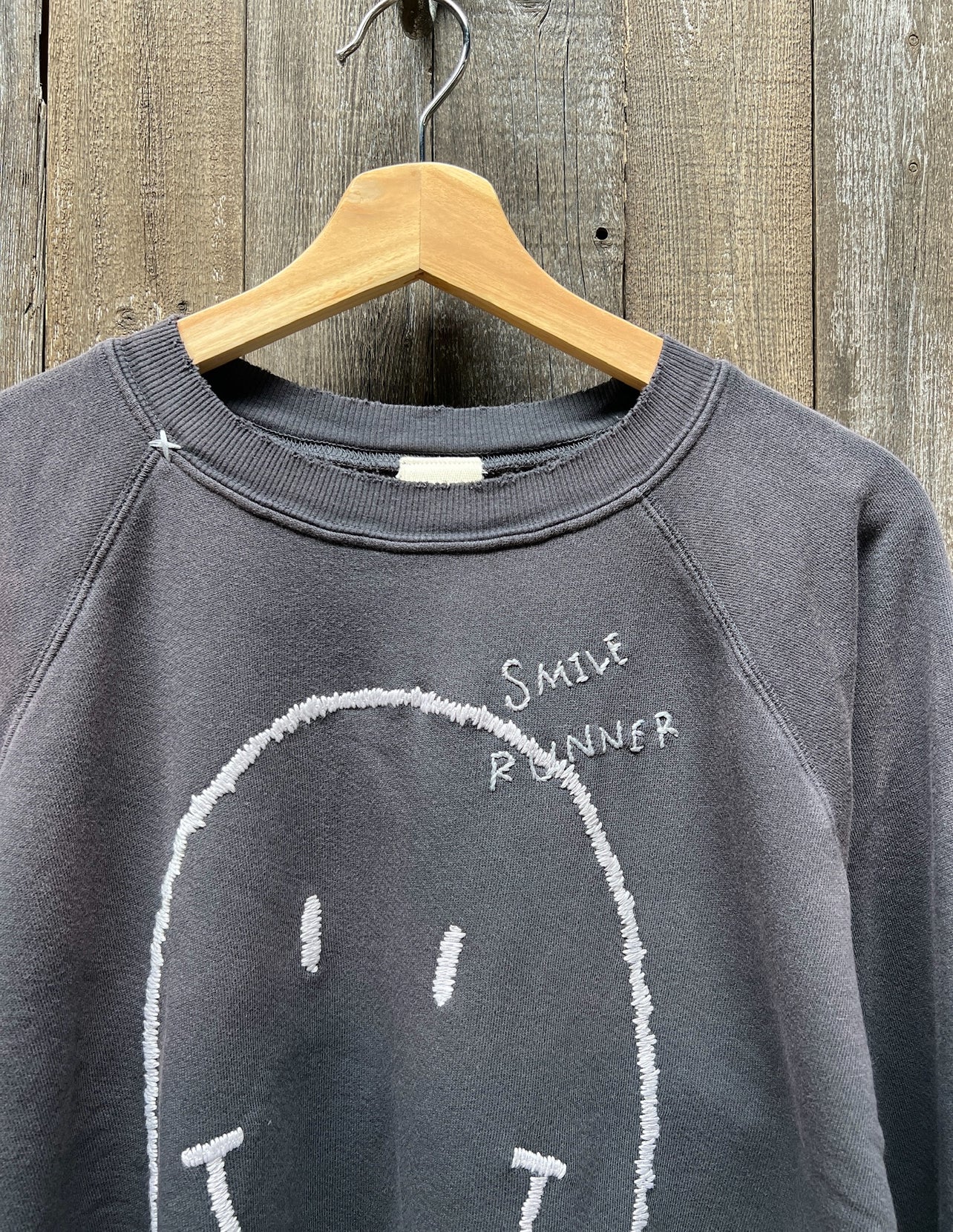 Big Smiley Cropped Sweatshirt-OS(6Colors) WITH PERSONALIZED HAND EMBROIDERY