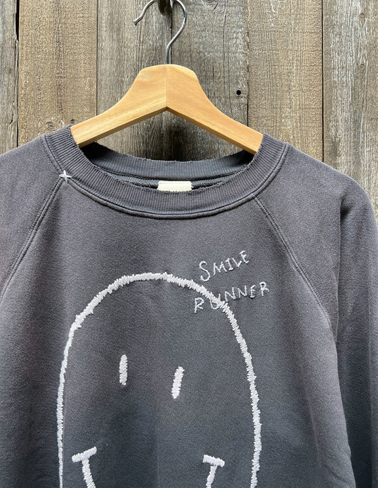 Big Smiley Cropped Sweatshirt-OS(6Colors) WITH PERSONALIZED HAND EMBROIDERY