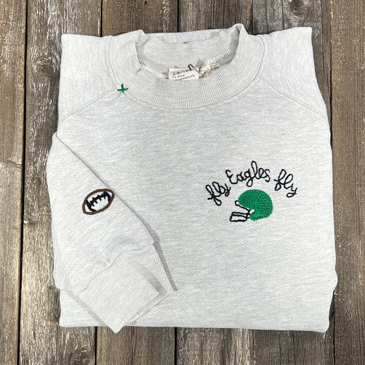 Football & Helmet with CUSTOM HAND EMBROIDERY Sweatshirt (16 Colors)