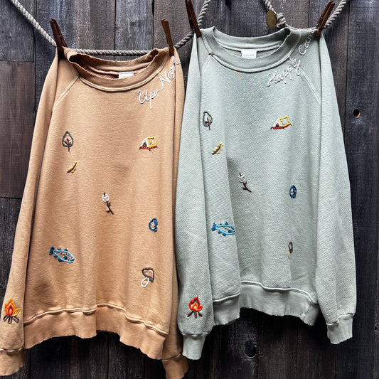 ALLOVER CAMPER LOGO SWEATS -Customize Your Embroidery Wording (12 Colors)