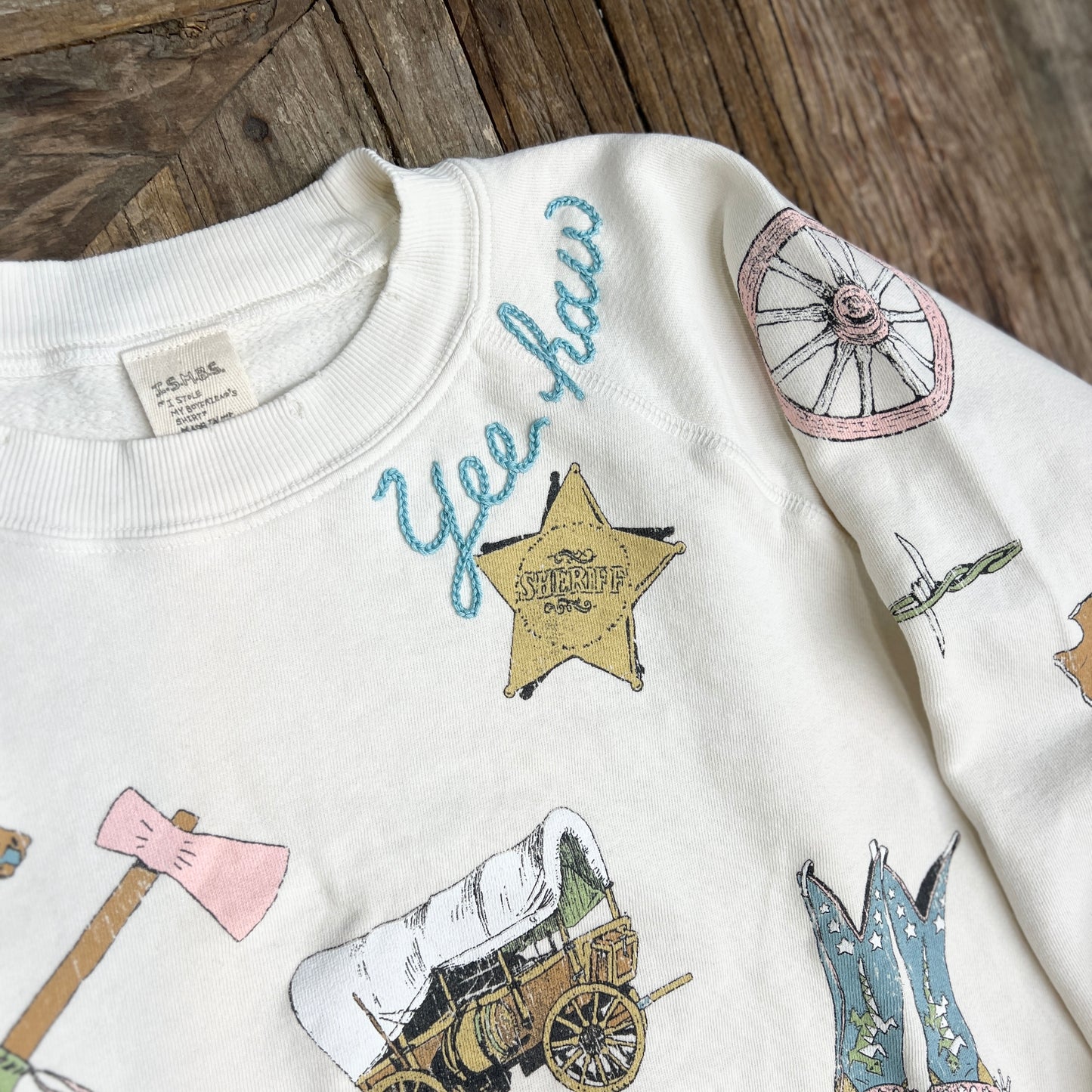 Howdy Allover Graphic Sweatshirt - Customize Your Embroidery Wording (2 Colors)