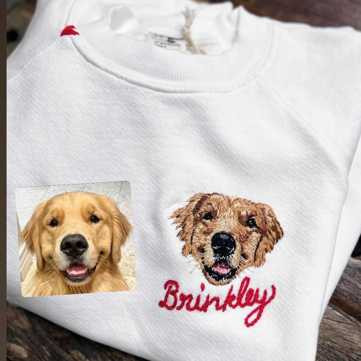 Translate Your Pet Photo into Colorful Embroidery Sweatshirt (Upload a Photo of Your Pet)