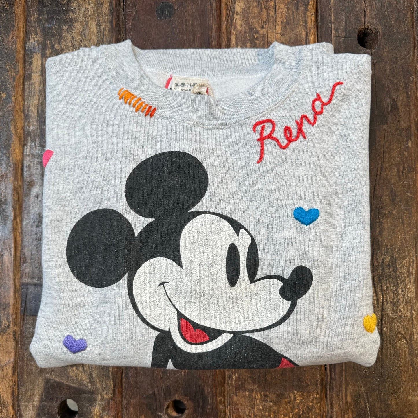 ALL MY HEART Vintage Mickey Sweatshirt-S,M,L- Customize Your Embroidery Wording