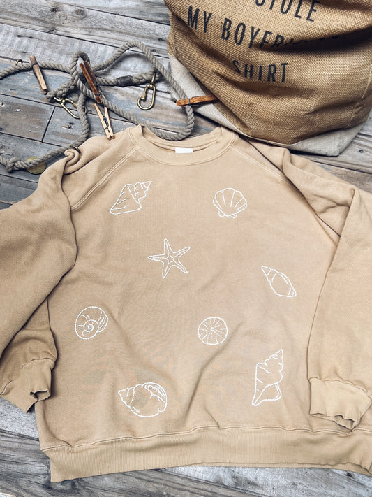 ALLOVER SEASHELLS LOGO SWEATS WITH CUSTOM HAND EMBROIDERY(22 Colors)