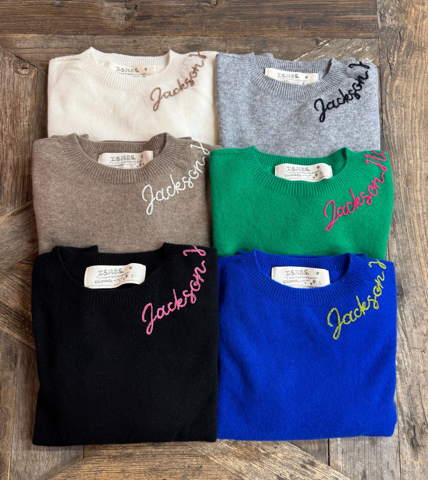 100% Cashmere Sweater - Customize Your Embroidery Wording(12 Colors)