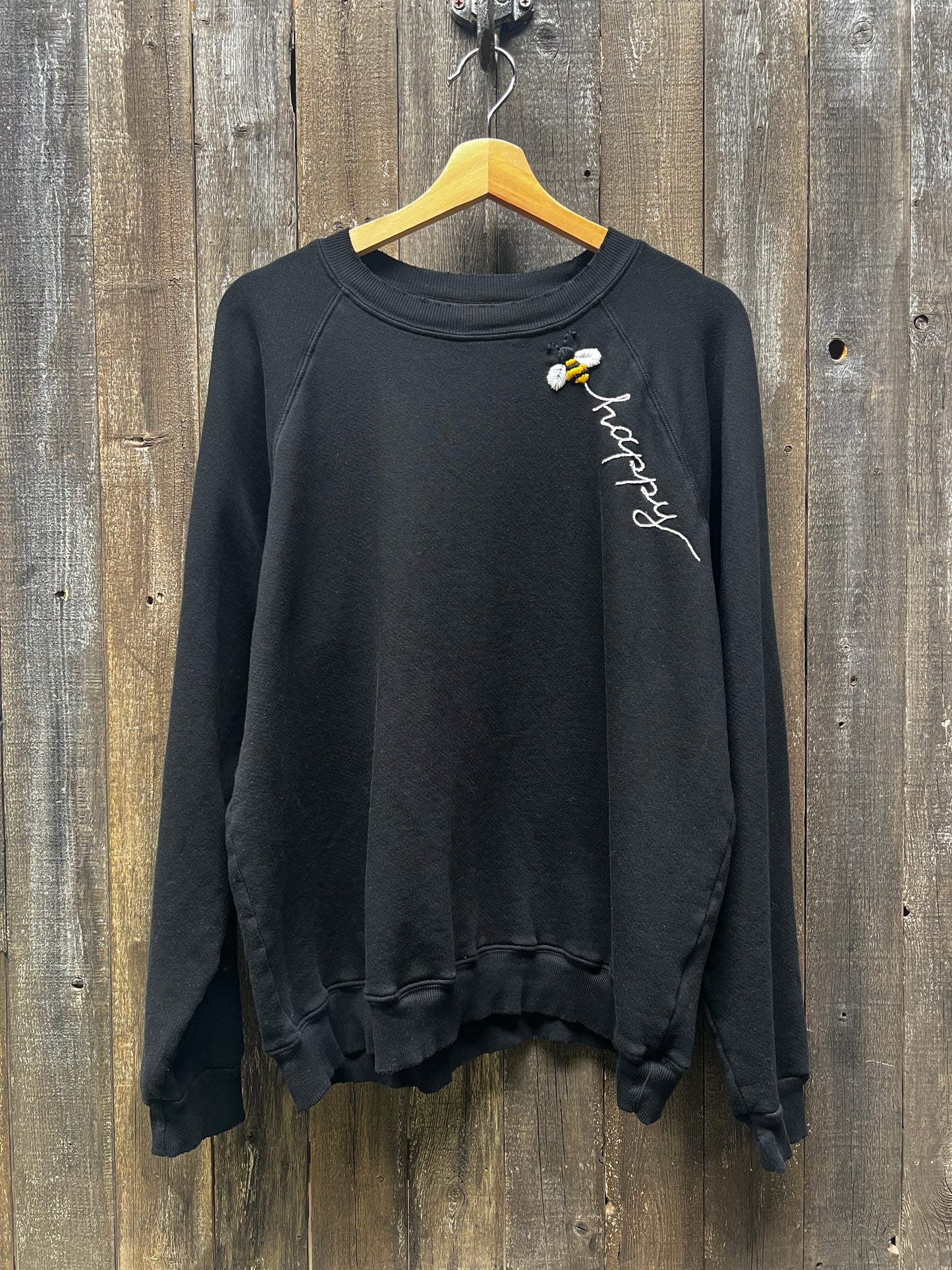Bee Happy Sweatshirt w/ Personalized Hand Embroidery (10 Colors)