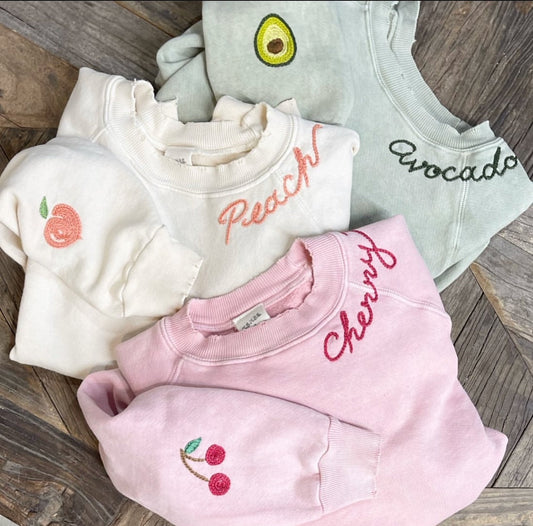 Fruity Symbol Sweatshirt with Personalized Hand Embroidery (16 Colors)