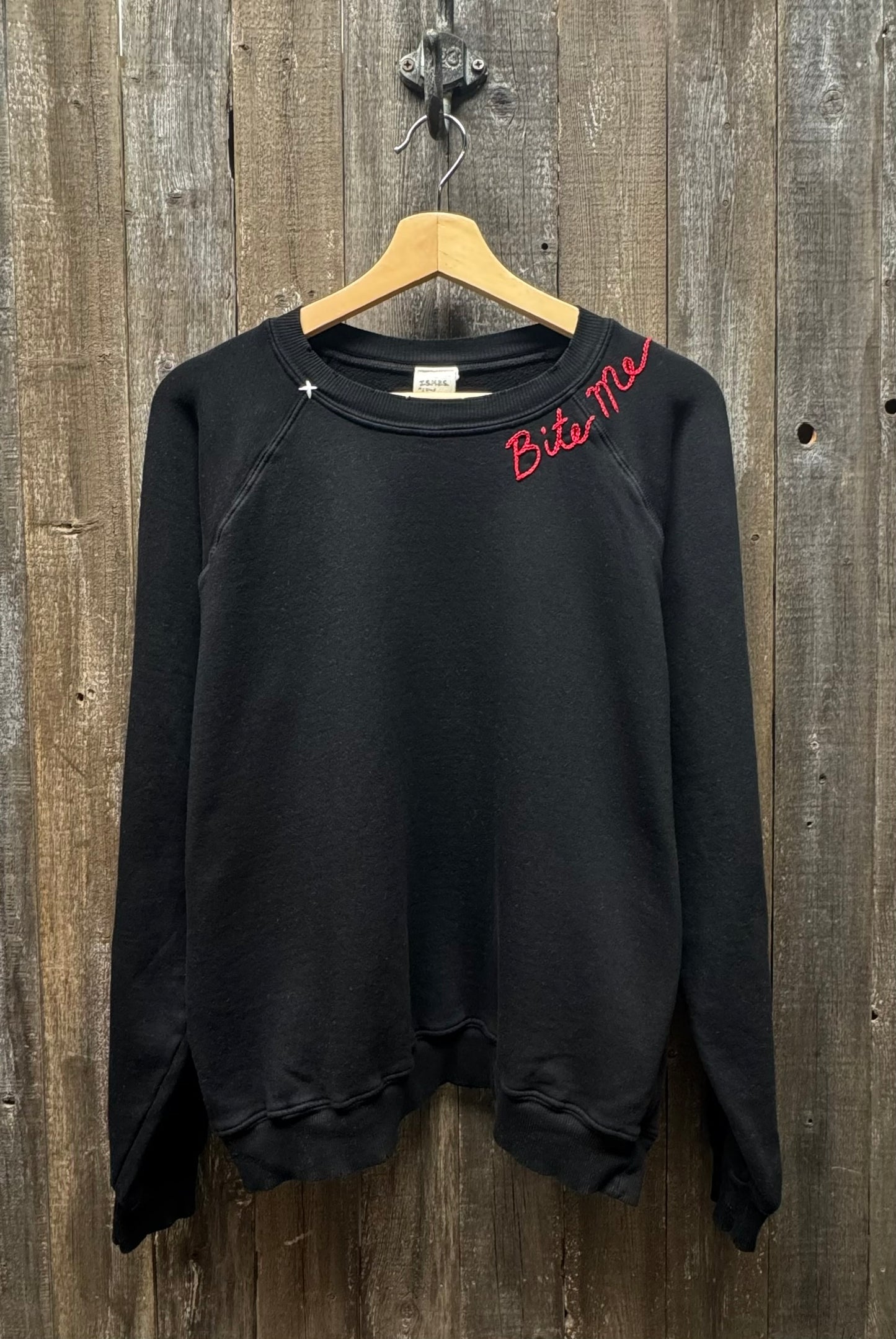 Bite Me Sweatshirt- Custom Hand Embroidery on Neckline(10 Colors)