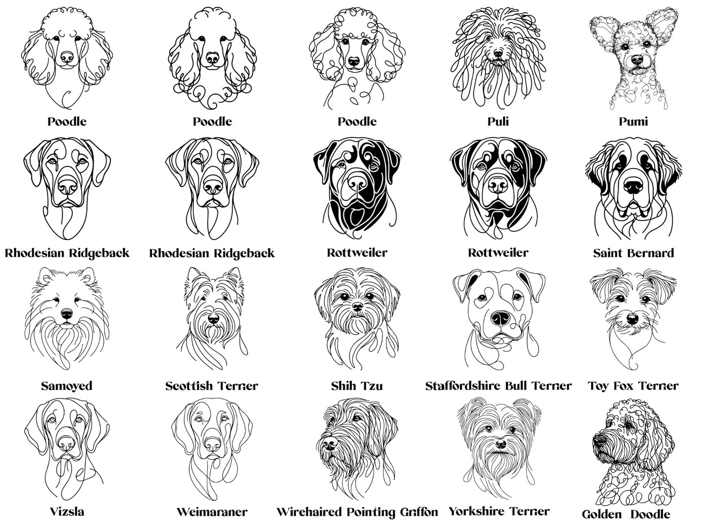 Translate Your Dog Breed into Line Drawing Embroidery Sweatshirt (11 Colors)