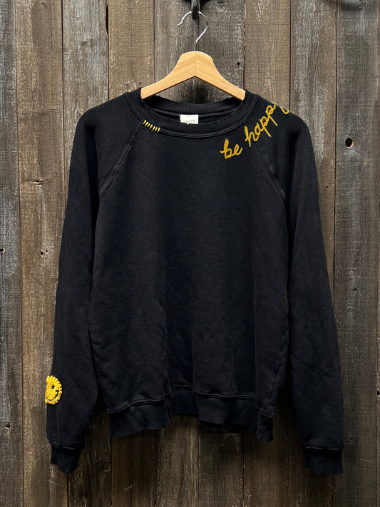 Crochet Smiley Patch Sweatshirts WITH CUSTOM HAND EMBROIDERY- (17Colors)