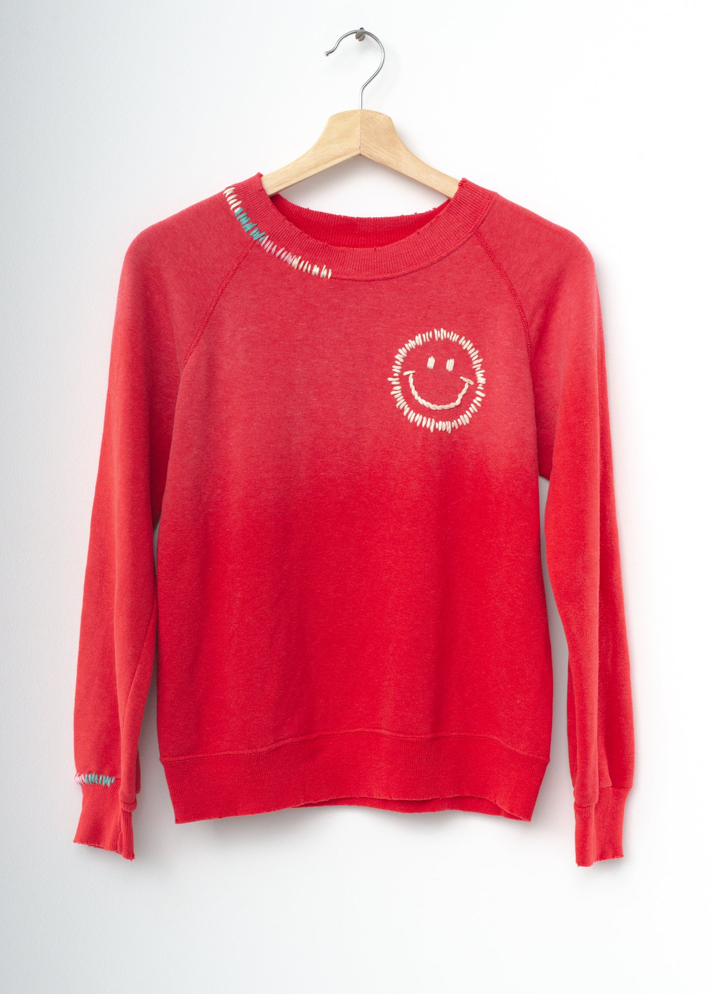 Happy Face Rainbow Sweatshirt - Red