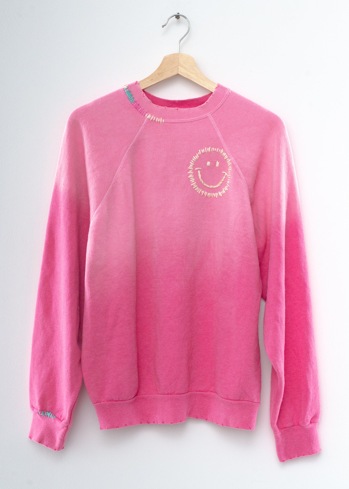 Happy Face Rainbow Sweatshirt - Pink
