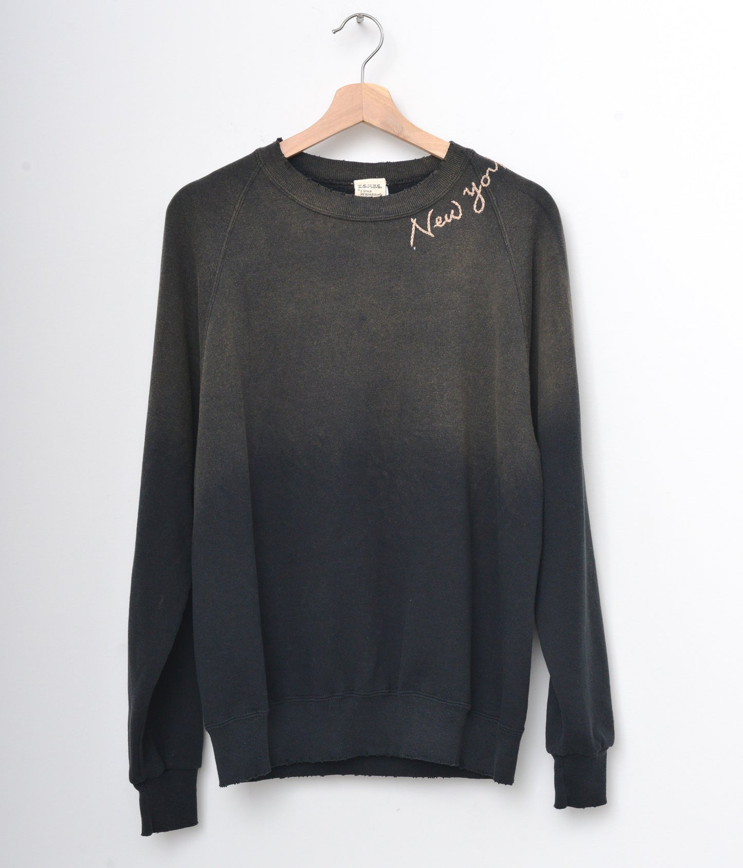 WASHED BLACK VINTAGE SWEATS WITH CUSTOM HAND EMBROIDERY