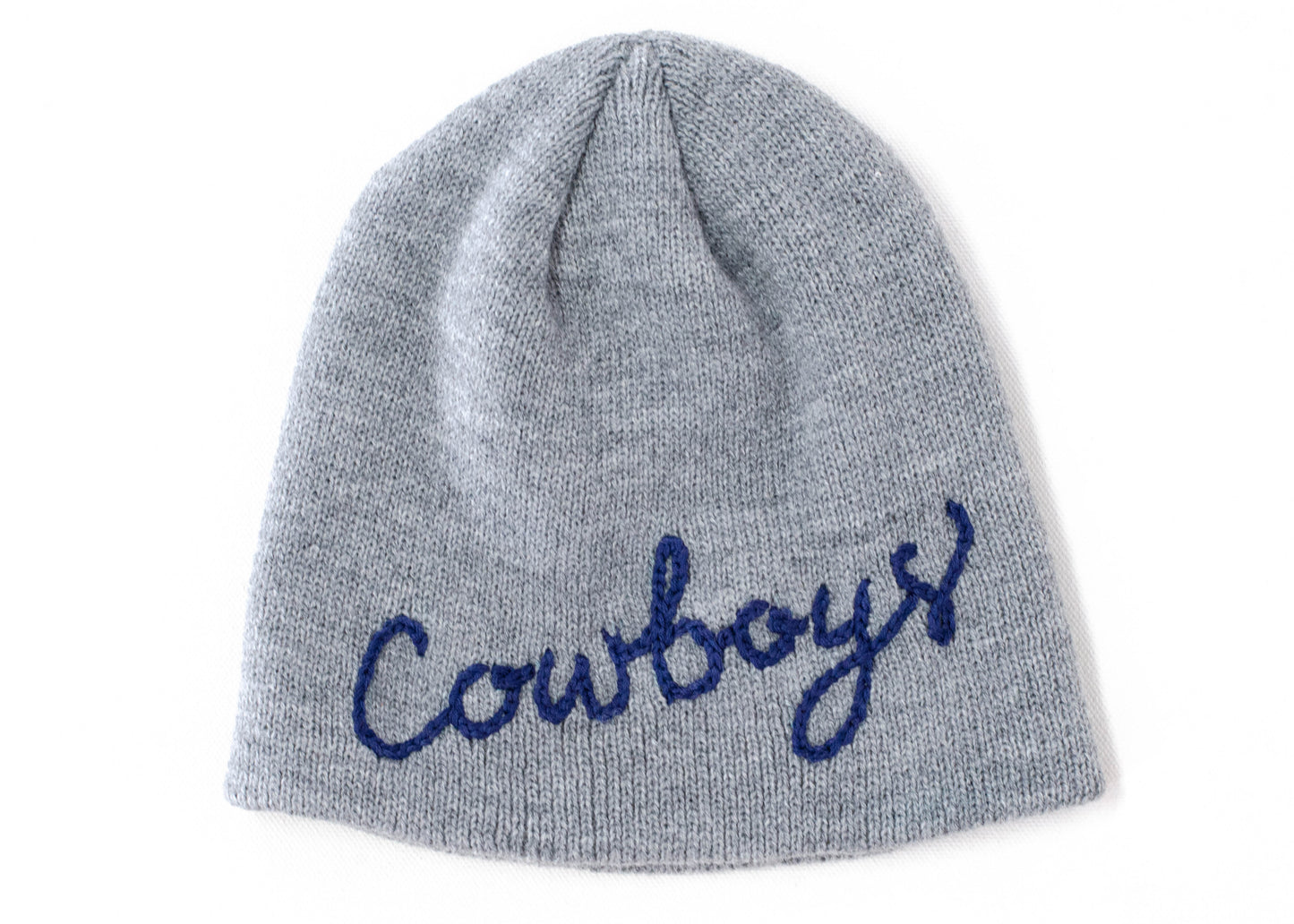 BEANIE WITH CUSTOM HAND EMBROIDERY- LIGHT GREY