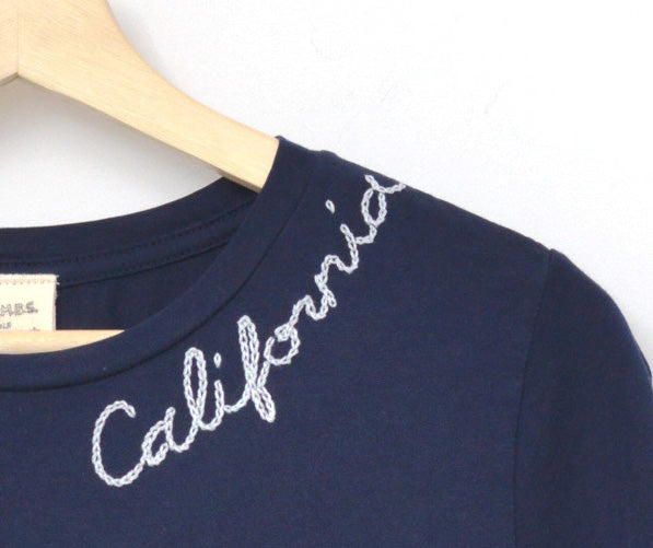 NAVY S/S TEE WITH CUSTOM HAND EMBROIDERY