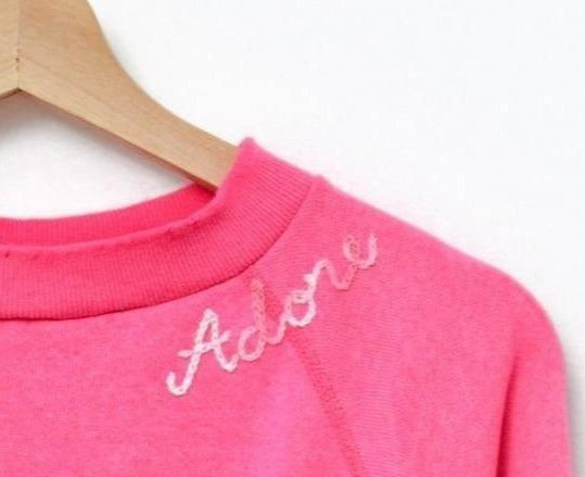 PINK VINTAGE SWEATS WITH CUSTOM HAND EMBROIDERY