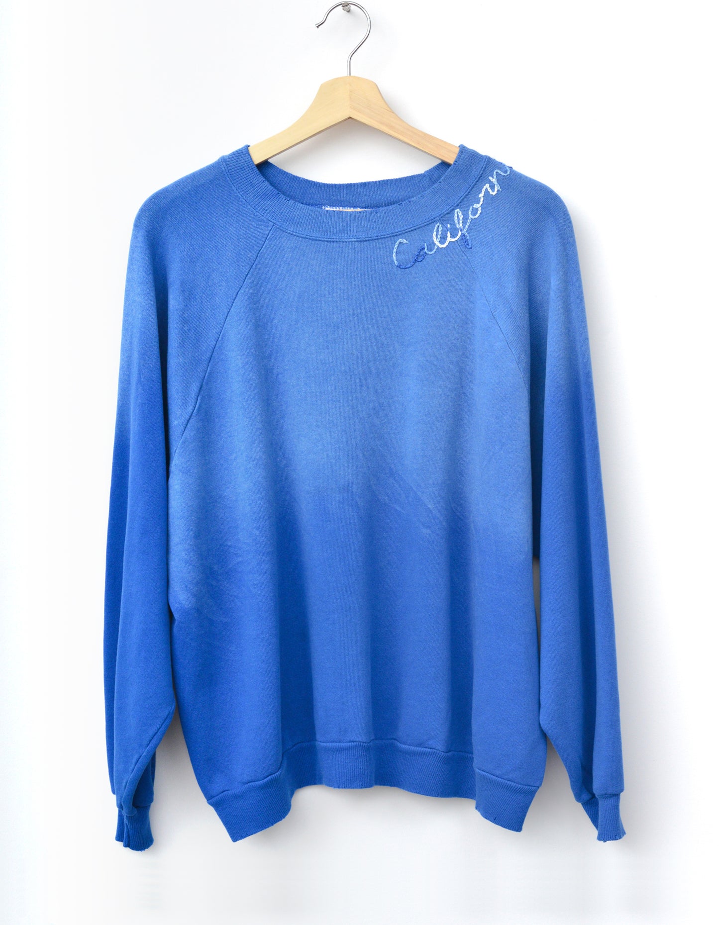 BLUE VINTAGE SWEATS WITH CUSTOM HAND EMBROIDERY