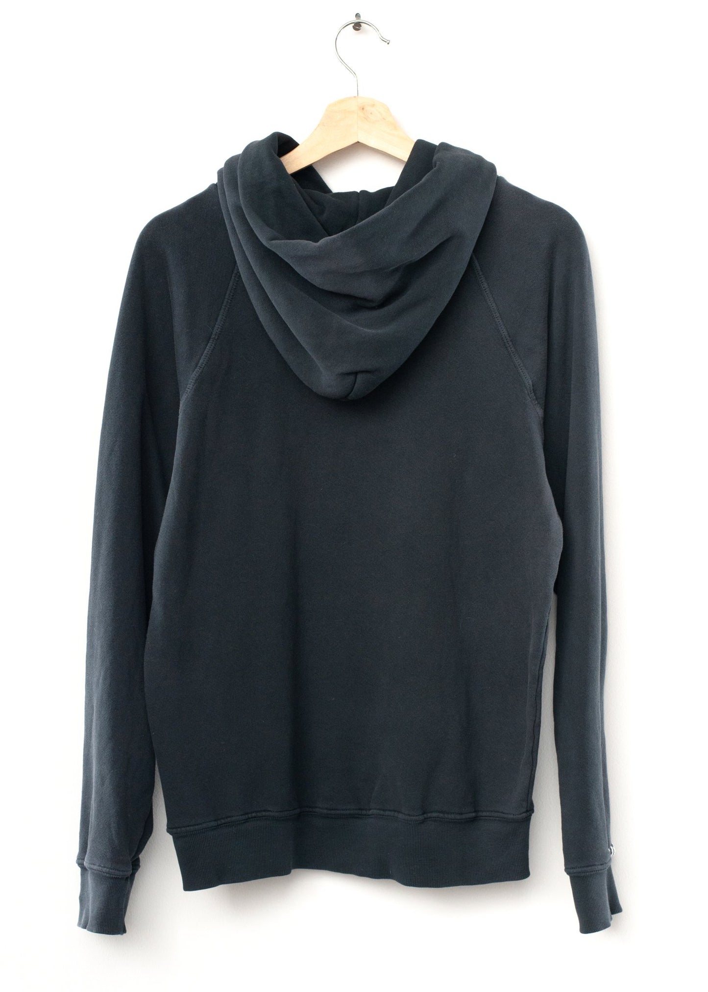 WASHED BLACK HOODIE WITH CUSTOM HAND EMBROIDERY ON THE CHEST